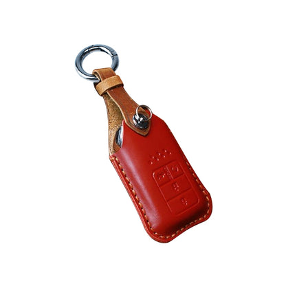 For Honda Car Cowhide Leather Key Protective Cover Key Case, Four Keys Version (Red) by buy2fix