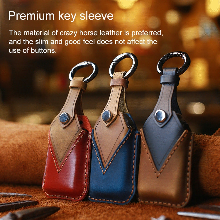 For Honda Car Cowhide Leather Key Protective Cover Key Case, Four Keys Version (Red) by buy2fix
