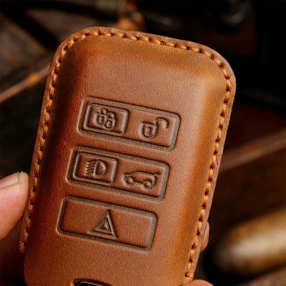 For Land Rover Car Cowhide Leather Key Protective Cover Key Case (Red) by buy2fix
