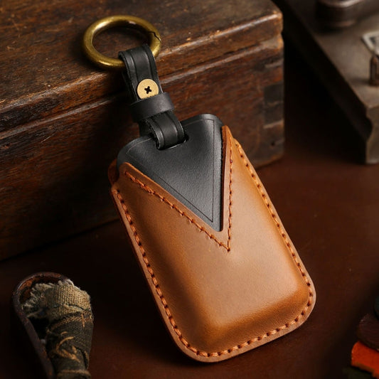 For Land Rover Car Cowhide Leather Key Protective Cover Key Case (Brown) by buy2fix