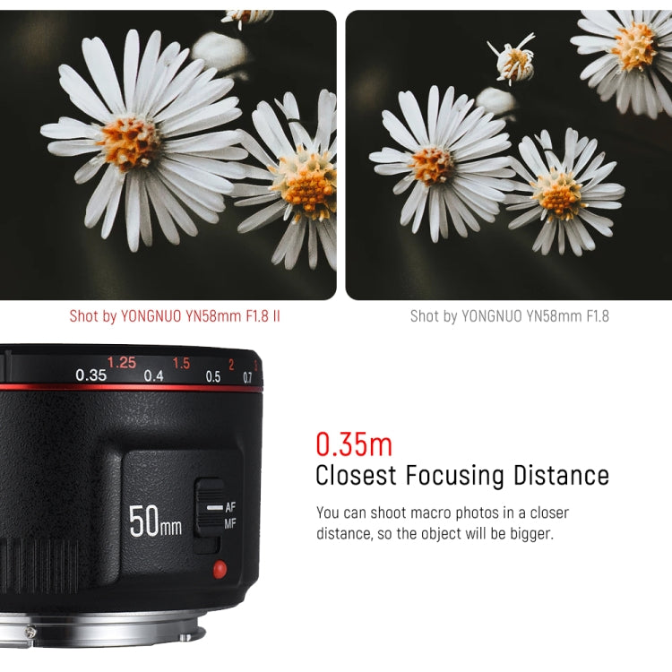 YONGNUO YN50MM F1.8C II F1.8 Auto Focus Lens for Canon EF Mount New Lens (Black) - Auxiliary Lens by YONGNUO | Online Shopping UK | buy2fix