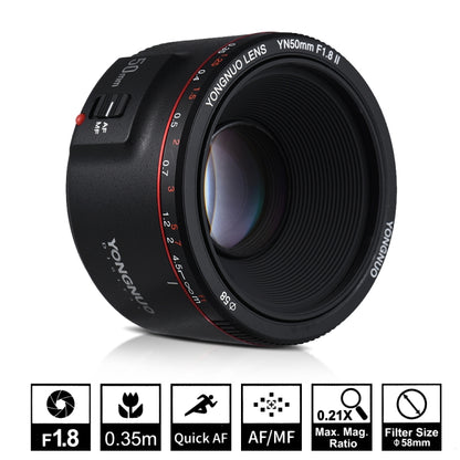 YONGNUO YN50MM F1.8C II F1.8 Auto Focus Lens for Canon EF Mount New Lens (Black) - Auxiliary Lens by YONGNUO | Online Shopping UK | buy2fix