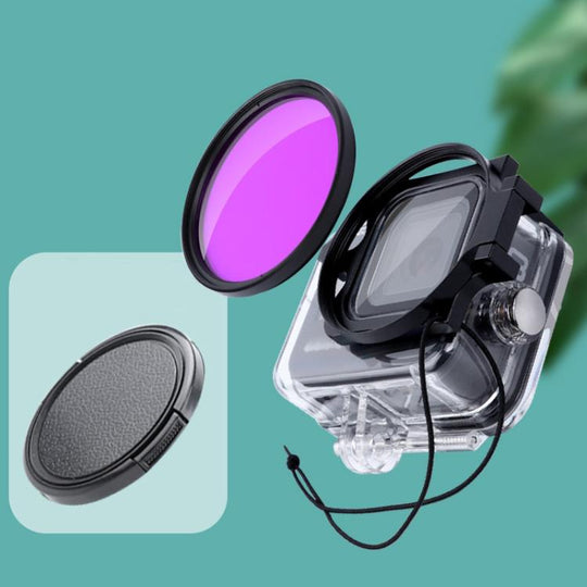 RUIGPRO for GoPro HERO8 Professional 58mm Color Dive Housing Lens Filter + Dive Housing Waterproof Case with Filter Adapter Ring & Lens Cap(Purple)