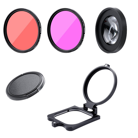 RUIGPRO for GoPro HERO8 58mm 16X Macro Lens + Red/Purple Diving Lens Filter + Dive Housing Waterproof Case Kits with Filter Adapter Ring & Lens Cap by RUIGPRO
