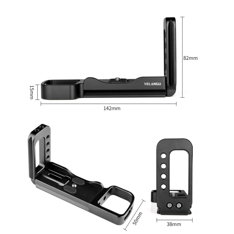 YELANGU YLG0715A 1/4 inch Vertical Shoot Quick Release L Plate Bracket Base Holder for Sony A6300 / A6000 / A6100 / A6400 / A6500 (Black) - L-Bracket by YELANGU | Online Shopping UK | buy2fix