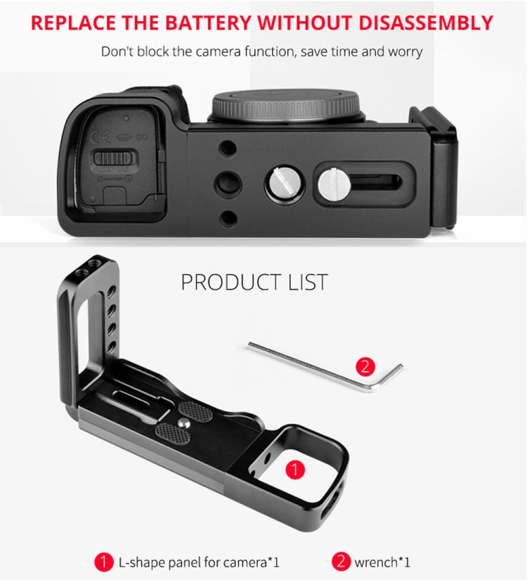 YELANGU YLG0715A 1/4 inch Vertical Shoot Quick Release L Plate Bracket Base Holder for Sony A6300 / A6000 / A6100 / A6400 / A6500 (Black) - L-Bracket by YELANGU | Online Shopping UK | buy2fix