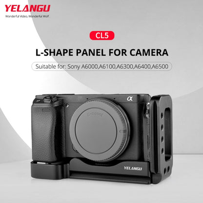 YELANGU YLG0715A 1/4 inch Vertical Shoot Quick Release L Plate Bracket Base Holder for Sony A6300 / A6000 / A6100 / A6400 / A6500 (Black) - L-Bracket by YELANGU | Online Shopping UK | buy2fix