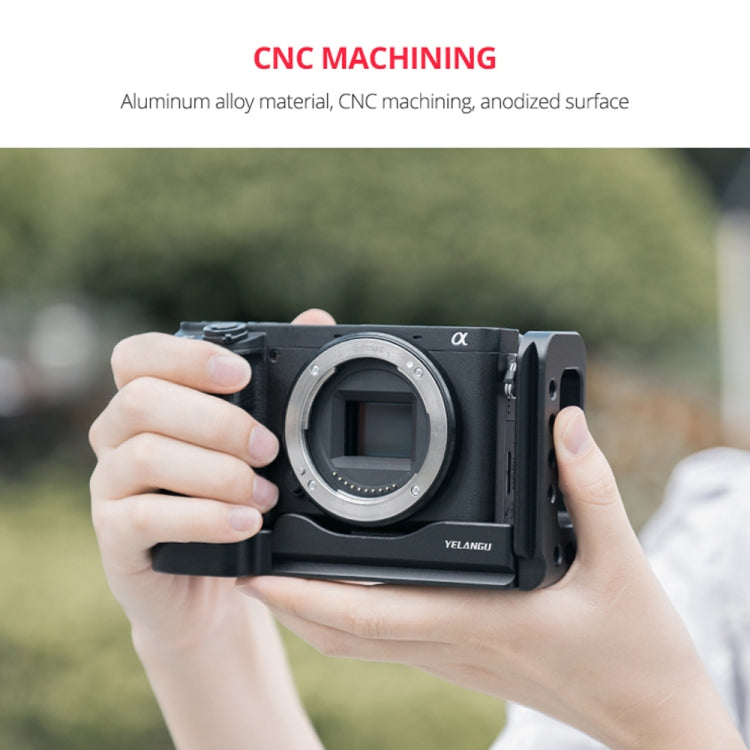 YELANGU YLG0715A 1/4 inch Vertical Shoot Quick Release L Plate Bracket Base Holder for Sony A6300 / A6000 / A6100 / A6400 / A6500 (Black) - L-Bracket by YELANGU | Online Shopping UK | buy2fix