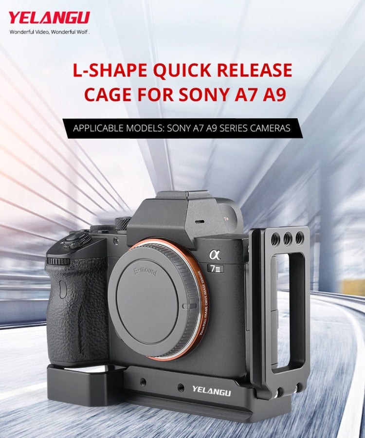 YELANGU CL6 YLG0712A Vertical Shoot Quick Release L Plate Bracket Base Holder for Sony A9 (ILCE-9) / A7 III/ A7R III(Black) - L-Bracket by YELANGU | Online Shopping UK | buy2fix