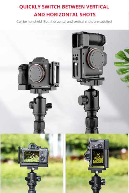 YELANGU CL6 YLG0712A Vertical Shoot Quick Release L Plate Bracket Base Holder for Sony A9 (ILCE-9) / A7 III/ A7R III(Black) - L-Bracket by YELANGU | Online Shopping UK | buy2fix
