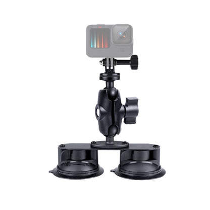 Dual Suction Cup Mount Holder with Tripod Adapter & Screw & Phone Clamp & Anti-lost Silicone Net for for GoPro, Insta360, DJI and Other Action Cameras, Smartphones(Black) by buy2fix