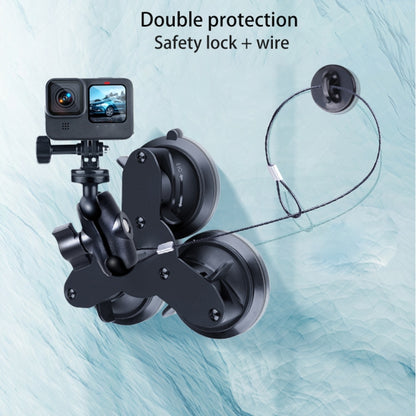 Dual Suction Cup Mount Holder with Tripod Adapter & Screw & Phone Clamp & Anti-lost Silicone Net for for GoPro, Insta360, DJI and Other Action Cameras, Smartphones(Black) by buy2fix