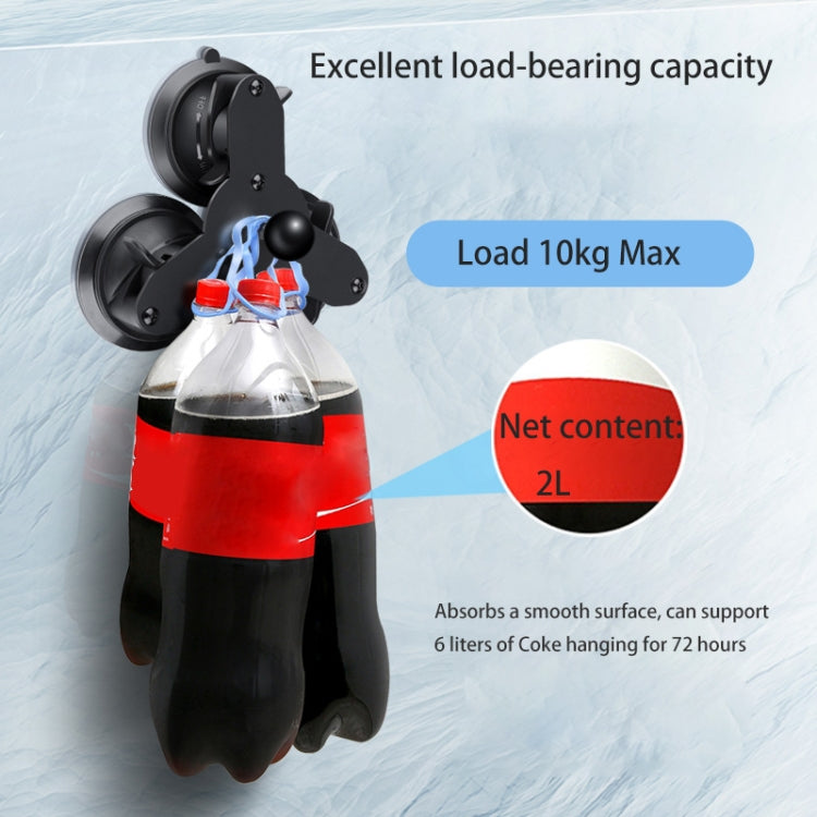 Dual Suction Cup Mount Holder with Tripod Adapter & Screw & Phone Clamp & Anti-lost Silicone Net for for GoPro, Insta360, DJI and Other Action Cameras, Smartphones(Black) by buy2fix