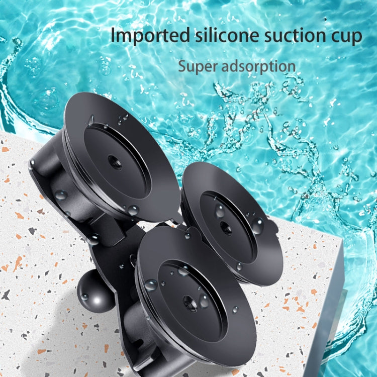 Dual Suction Cup Mount Holder with Tripod Adapter & Screw & Phone Clamp & Anti-lost Silicone Net for for GoPro, Insta360, DJI and Other Action Cameras, Smartphones(Black) by buy2fix