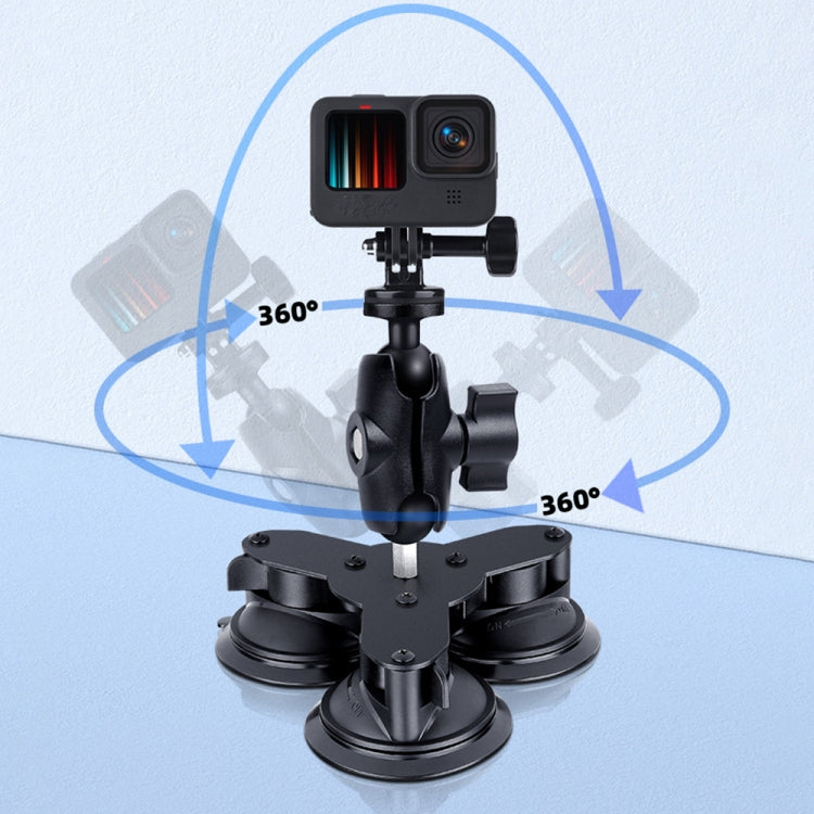 Dual Suction Cup Mount Holder with Tripod Adapter & Screw & Phone Clamp & Anti-lost Silicone Net for for GoPro, Insta360, DJI and Other Action Cameras, Smartphones(Black) by buy2fix