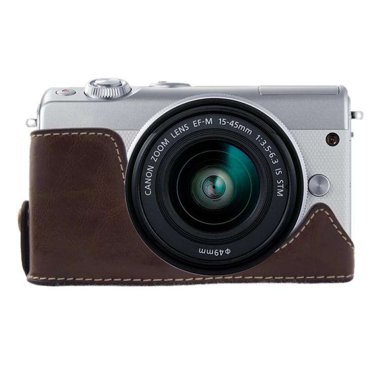 1/4 inch Thread PU Leather Camera Half Case Base for Canon EOS M100 (Coffee) by buy2fix