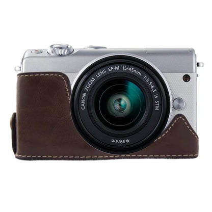 1/4 inch Thread PU Leather Camera Half Case Base for Canon EOS M100 (Coffee) by buy2fix