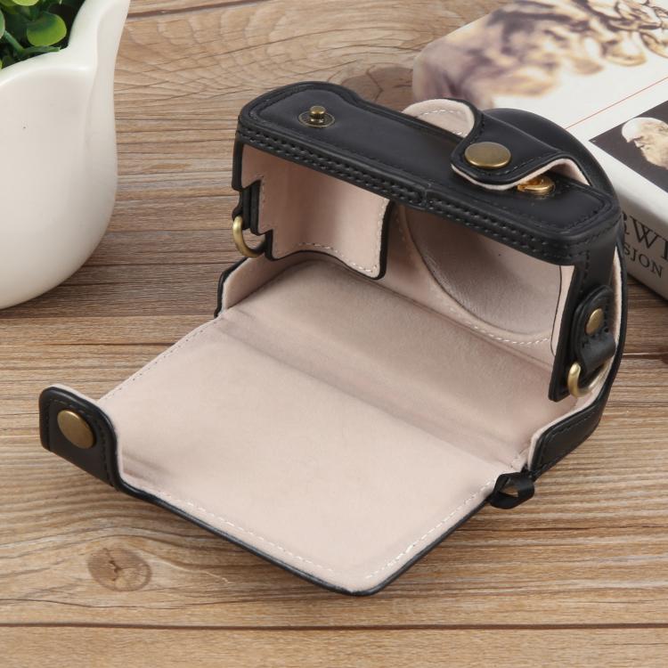 For Sony ZV-1F Vlog Camera Full Body Leather Camera Case Bag with Strap (Black) by buy2fix