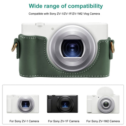 For Sony ZV-1F Vlog Camera Full Body Leather Camera Case Bag with Strap (Green) by buy2fix