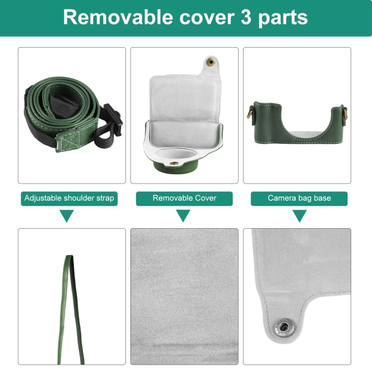 For Sony ZV-1F Vlog Camera Full Body Leather Camera Case Bag with Strap (Green) by buy2fix