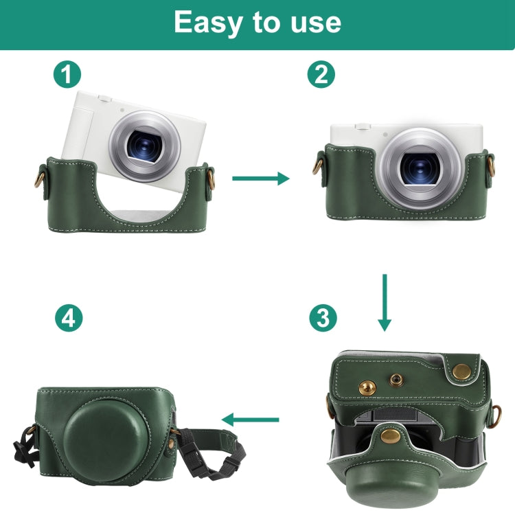 For Sony ZV-1F Vlog Camera Full Body Leather Camera Case Bag with Strap (Green) by buy2fix