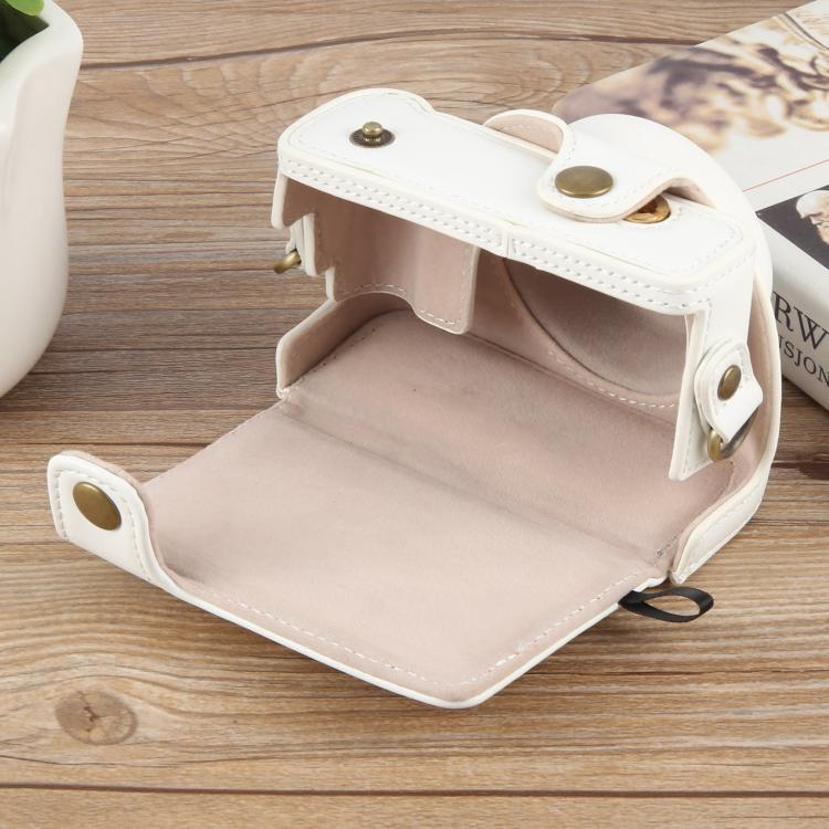 For Sony ZV-1F Vlog Camera Full Body Leather Camera Case Bag with Strap (White) by buy2fix