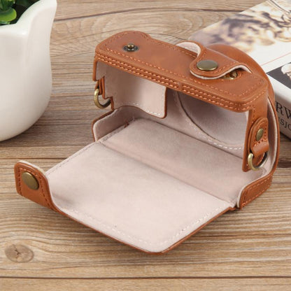 For Sony ZV-1F Vlog Camera Full Body Leather Camera Case Bag with Strap (Brown) by buy2fix