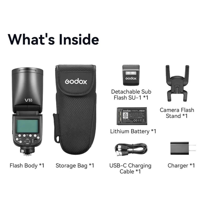 Godox V1Pro TTL Li-ion Round Head Camera Flash Light (Black) - Shoe Mount Flashes by Godox | Online Shopping UK | buy2fix