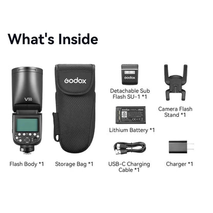 Godox V1Pro TTL Li-ion Round Head Camera Flash Light (Black) - Shoe Mount Flashes by Godox | Online Shopping UK | buy2fix