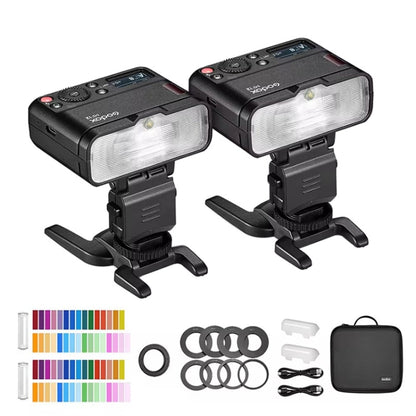 Godox MF12-K2 Macro Flash 2-Light Kit 2.4 GHz Wireless Control Light (Black) - Shoe Mount Flashes by Godox | Online Shopping UK | buy2fix