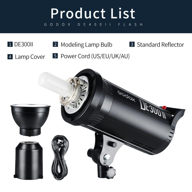 Godox DE300II 300Ws Studio Flash Light Strobe Lamp Head Bowens Mount Speedlight (AU Plug) - Shoe Mount Flashes by Godox | Online Shopping UK | buy2fix