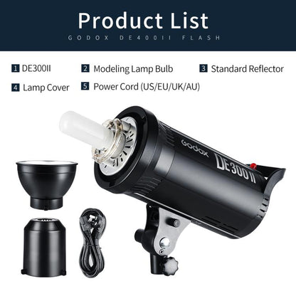 Godox DE300II 300Ws Studio Flash Light Strobe Lamp Head Bowens Mount Speedlight (EU Plug) - Shoe Mount Flashes by Godox | Online Shopping UK | buy2fix