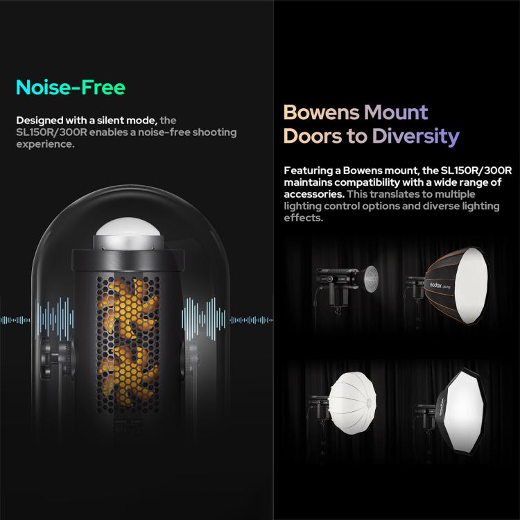 Godox SL300R RGB LED Video Light 310W CRI/TLCI 97+ COB Monolight Bowens Mount Studio Photo Light (UK Plug) - Shoe Mount Flashes by Godox | Online Shopping UK | buy2fix