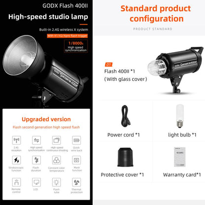 Godox Quicker 400IIM Studio Flash Light 400Ws Bowens Mount Strobe Flash (US Plug) - Shoe Mount Flashes by Godox | Online Shopping UK | buy2fix