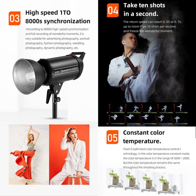 Godox Quicker 400IIM Studio Flash Light 400Ws Bowens Mount Strobe Flash (US Plug) - Shoe Mount Flashes by Godox | Online Shopping UK | buy2fix