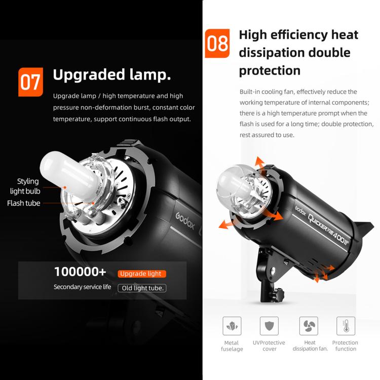 Godox Quicker 400IIM Studio Flash Light 400Ws Bowens Mount Strobe Flash (US Plug) - Shoe Mount Flashes by Godox | Online Shopping UK | buy2fix