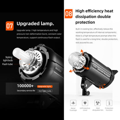 Godox Quicker 400IIM Studio Flash Light 400Ws Bowens Mount Strobe Flash (US Plug) - Shoe Mount Flashes by Godox | Online Shopping UK | buy2fix