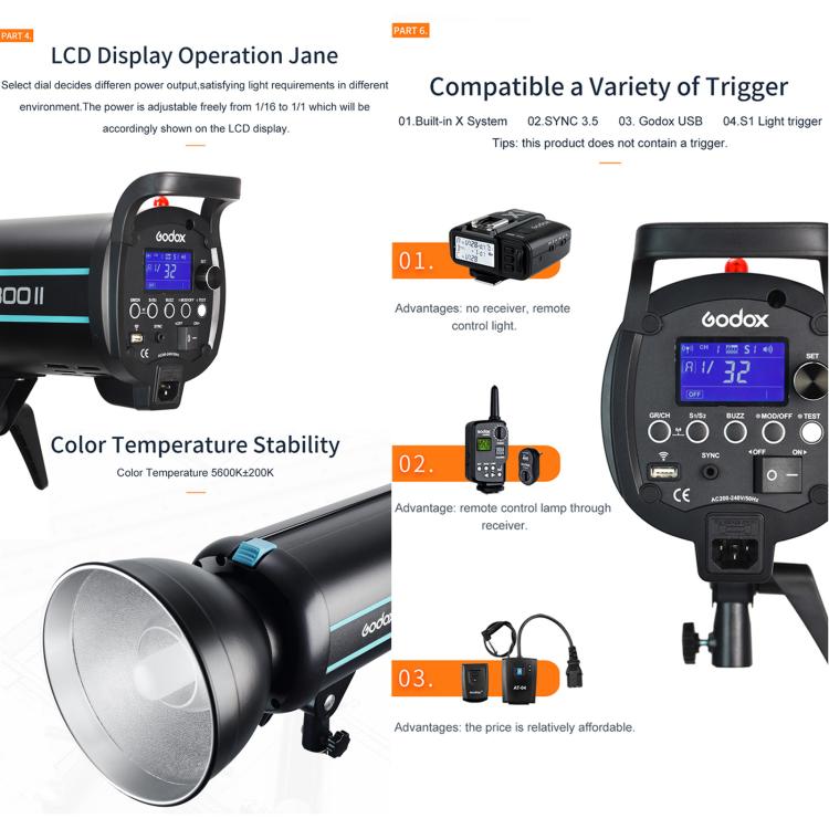 Godox QS1200II Strobe Studio Flash Light 1200Ws Bowens Mount High Speed Flash (US Plug) - Shoe Mount Flashes by Godox | Online Shopping UK | buy2fix