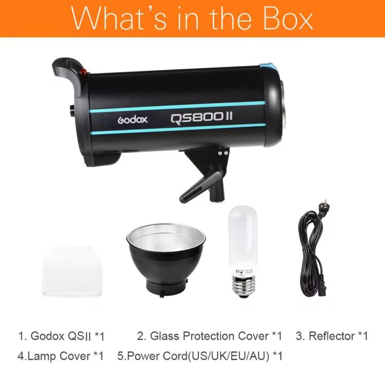 Godox QS800II Strobe Studio Flash Light 800Ws Bowens Mount High Speed Flash (EU Plug) - Shoe Mount Flashes by Godox | Online Shopping UK | buy2fix