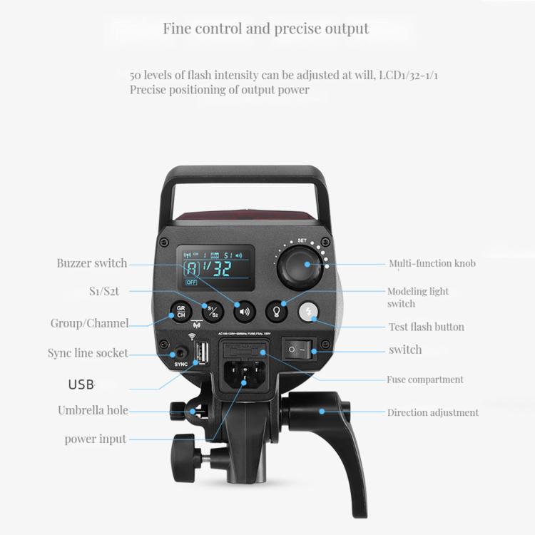 Godox MS200-V Studio Flash Light 200Ws Bowens Mount Strobe Light with Lamp Cover (AU Plug) - Shoe Mount Flashes by Godox | Online Shopping UK | buy2fix