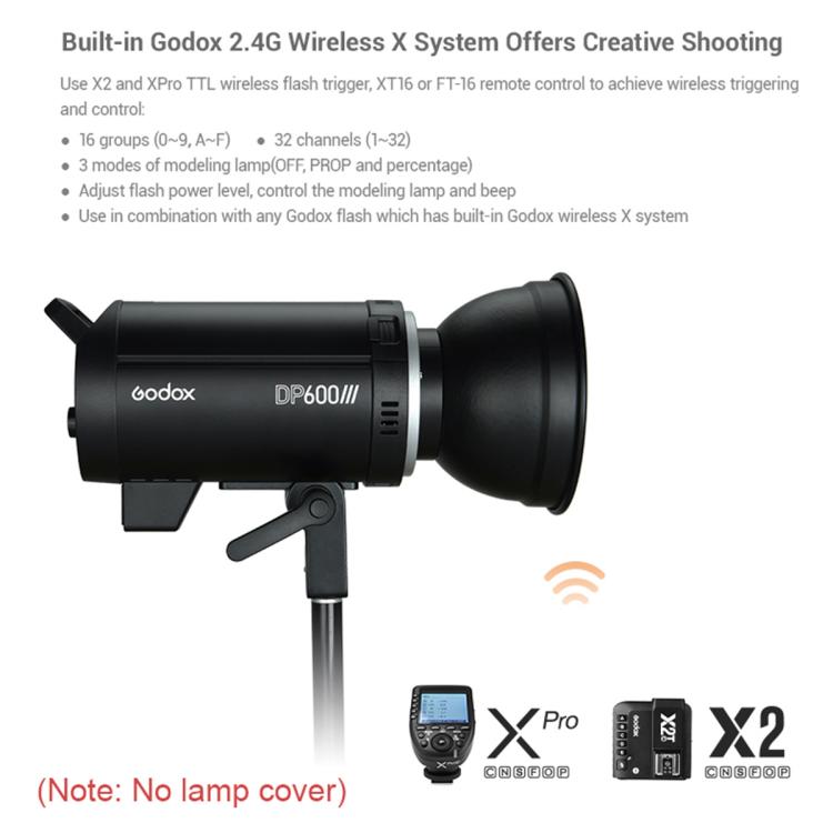 Godox DP400III Studio Flash Photo Light 400Ws 2.4G Wireless X System Bowens Mount Strobe Light, No Lamp Cover (UK Plug) - Shoe Mount Flashes by Godox | Online Shopping UK | buy2fix