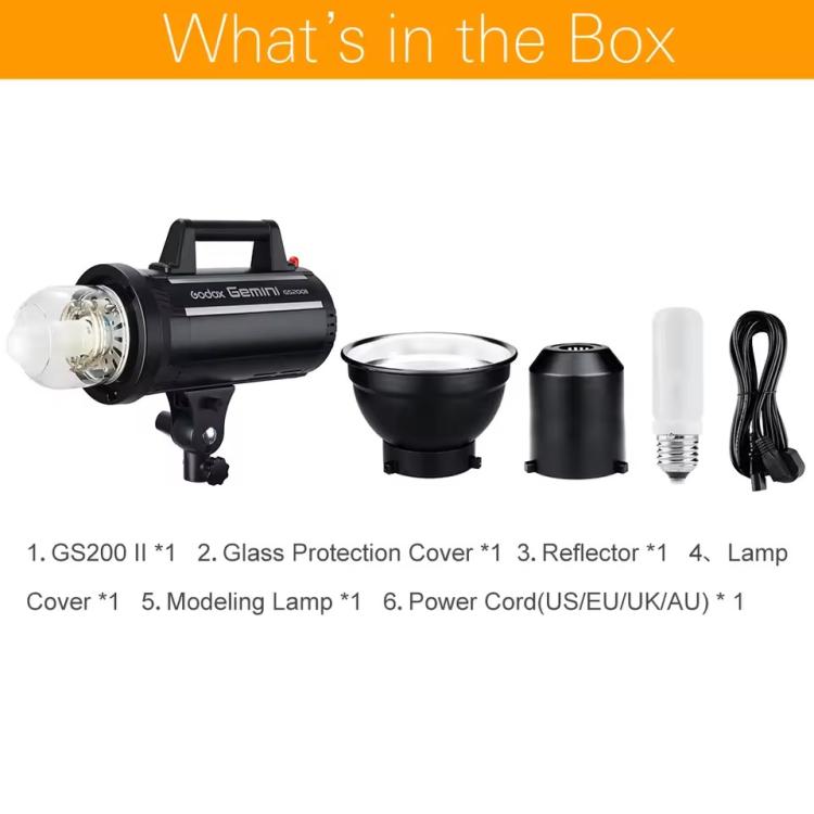 Godox Gemini GS200II Studio Flash Light 200Ws Bowens Mount Strobe Flash (AU Plug) - Shoe Mount Flashes by Godox | Online Shopping UK | buy2fix