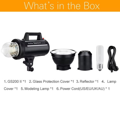 Godox Gemini GS200II Studio Flash Light 200Ws Bowens Mount Strobe Flash (UK Plug) - Shoe Mount Flashes by Godox | Online Shopping UK | buy2fix
