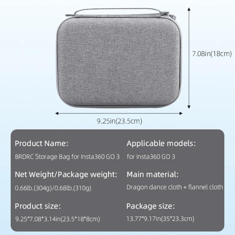 For Insta360 GO 3 / GO 3S BRDRC Portable Storage Box Case (Grey) - Case & Bags by BRDRC | Online Shopping UK | buy2fix