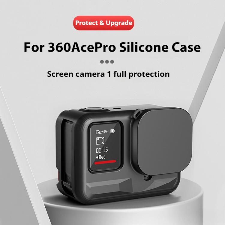 For Insta360 Ace Pro Silicone Protective Case with Wrist Strap & Lens Cover (Black) - Case & Bags by buy2fix | Online Shopping UK | buy2fix
