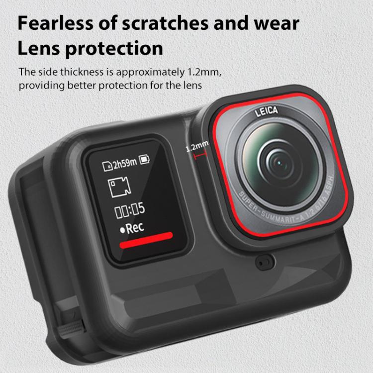 For Insta360 Ace Pro Silicone Protective Case with Wrist Strap & Lens Cover (Black) - Case & Bags by buy2fix | Online Shopping UK | buy2fix