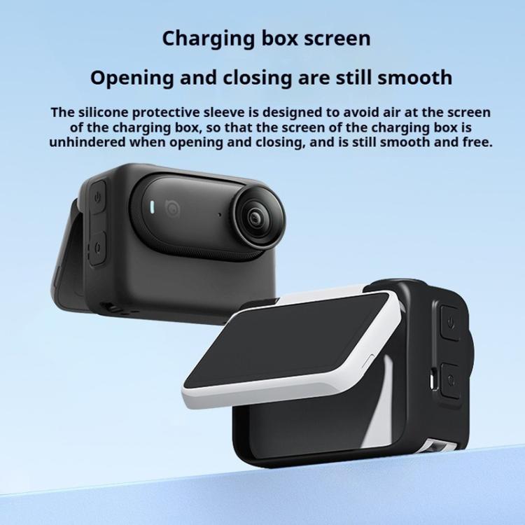 For Insta360 GO 3S Camera Charging Case Silicone Case with Lens Cap & Strap (Black) - Case & Bags by buy2fix | Online Shopping UK | buy2fix