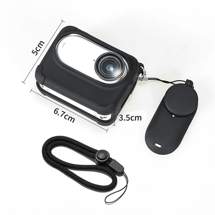 For Insta360 GO 3S Camera Charging Case Silicone Case with Lens Cap & Strap (Black) - Case & Bags by buy2fix | Online Shopping UK | buy2fix