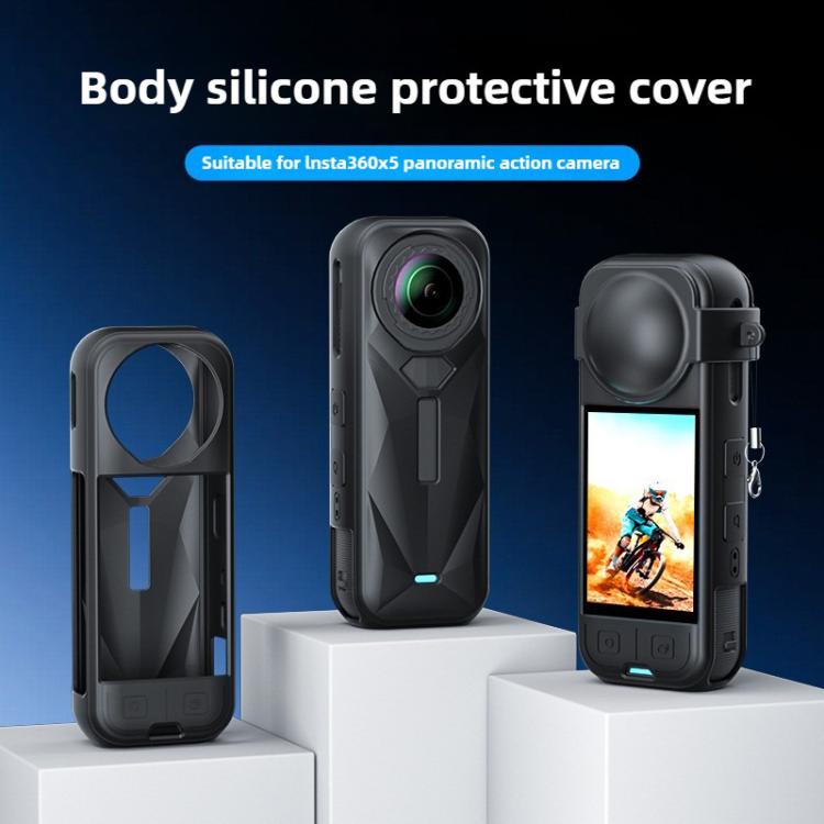 For Insta360 X5 Camera Body Cover Silicone Case with Lens Cover (Black) - Case & Bags by buy2fix | Online Shopping UK | buy2fix