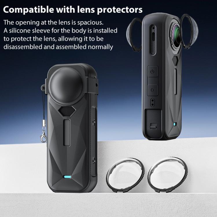 For Insta360 X5 Camera Body Cover Silicone Case with Lens Cover (Black) - Case & Bags by buy2fix | Online Shopping UK | buy2fix